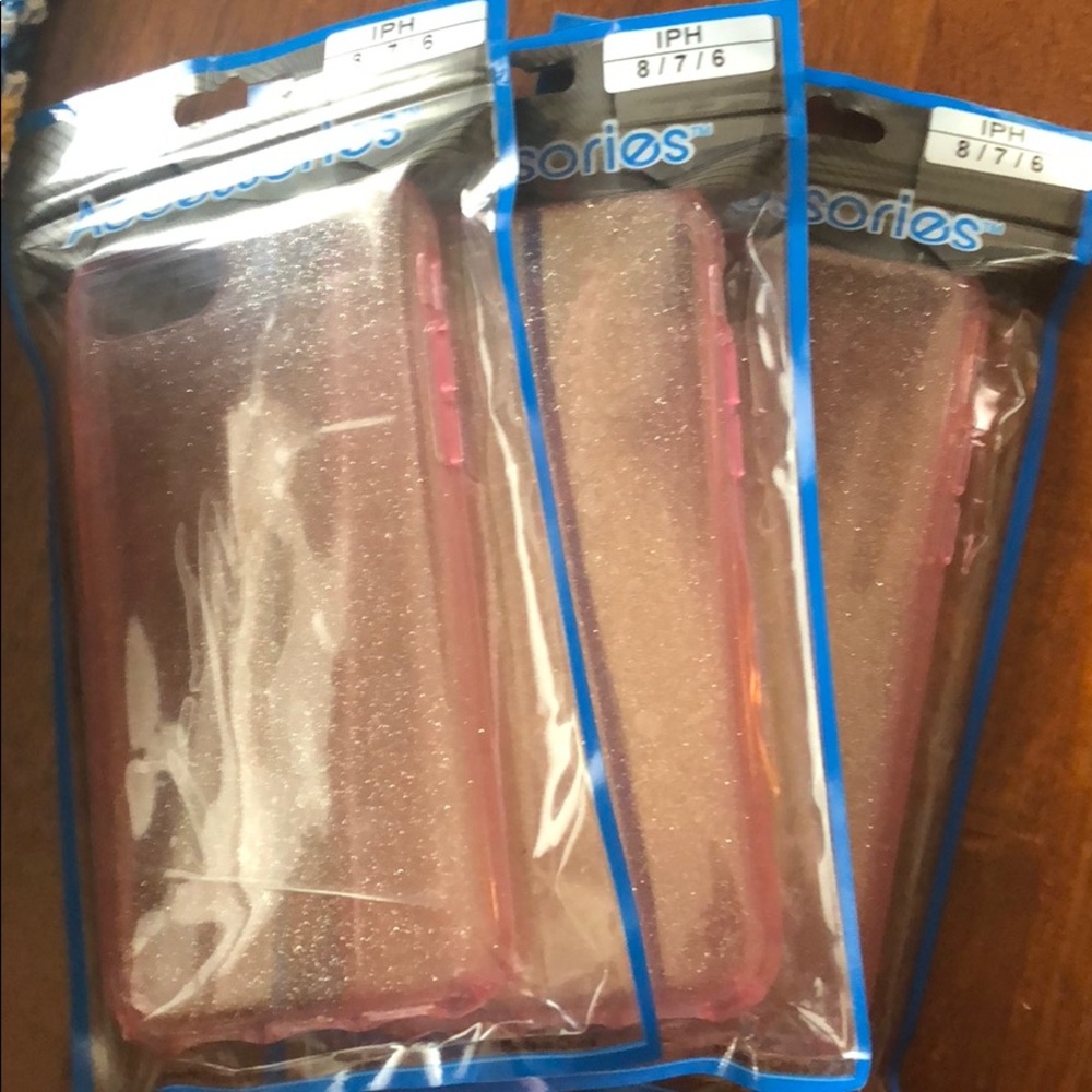 Pink sparkle see-through case for iPhone